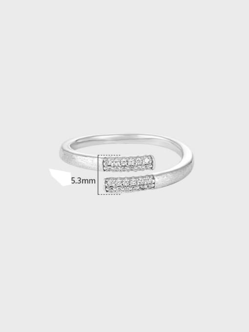 Platinum [adjustable size 15] 925 Sterling Silver Cubic Zirconia Geometric Minimalist Band Ring